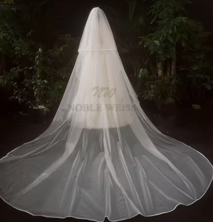 Voile de Mariage Cathédrale 2 épaisseurs avec Peigne | Blanc 300x380 cm