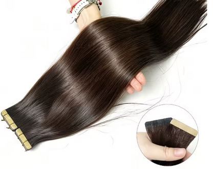 Extensions à Bandes Adhésives Premium | Brun Foncé | Cheveux Humains Remy 100% Naturels