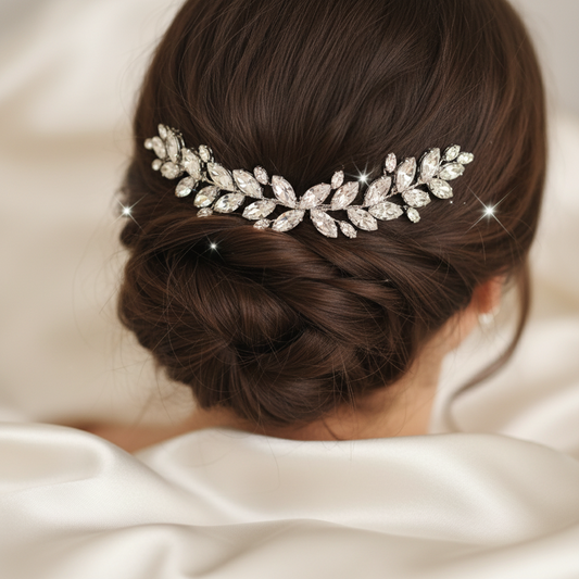 Peigne à Cheveux Feuilles & Cristaux | Bijou Cheveux Mariage