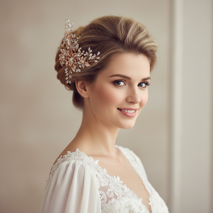 Peigne à Cheveux Cristal & Perles | Accessoire Cheveux Mariée | Bijou Cheveux Mariage