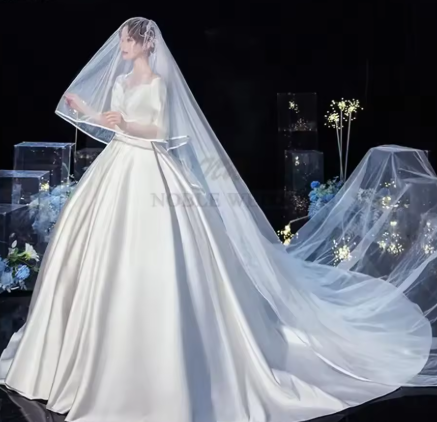 Voile de Mariage Cathédrale 2 épaisseurs avec Peigne | Blanc 300x380 cm