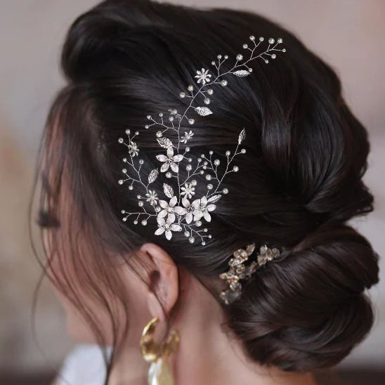 Peigne à cheveux strass pour coiffure mariée vue de côté