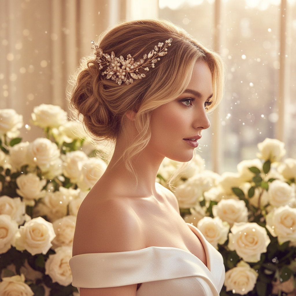Peigne Cheveux Mariage en Perles & Strass | Serre Tête Femme | Peigne à Cheveux pour Coiffure Mariée