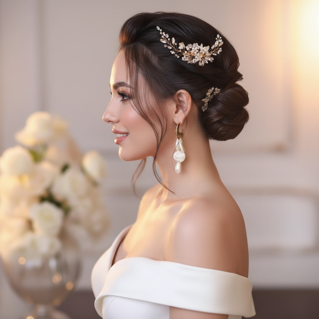 Peigne Cheveux Mariage en Perles & Strass | Serre Tête Femme | Peigne à Cheveux pour Coiffure Mariée